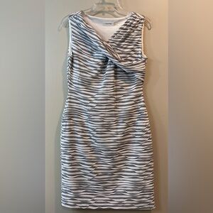 NWOT—Calvin Klein Sleeveless Gray & White Dress